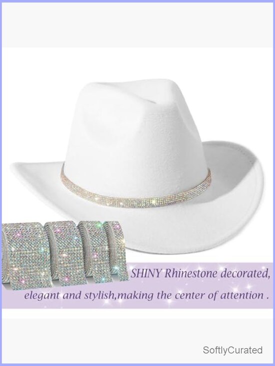 Shiny Wide Brim Cowboy Hat with Belt Buckle for Party Halloween main image 5
